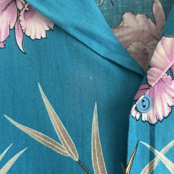 VTG Fast Breakers Cotton Hawaiian Shirt Irises Mens Large Resort Wear USA Made - Picture 12 of 15